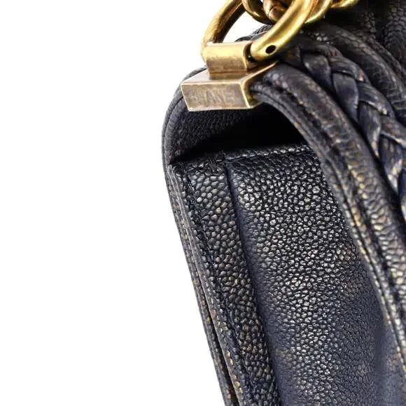 Braided Boy Flap Bag Patinated Chevron #205365C40B Shoulder Bags